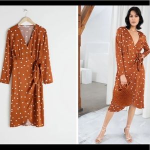 & Other Stories Side Tie Satin Midi Dress